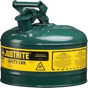 JUSTRITE Justrite® Type I Steel Green Safety Can With Self-Close Lid, 2.5 Gallon (9.5L) 7125400